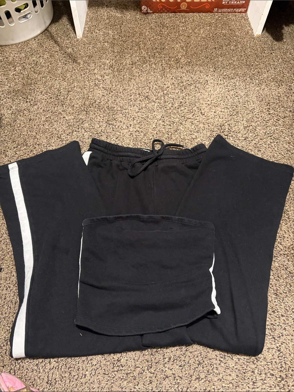 No Boundaries Black Track Pants with White Side Stripe